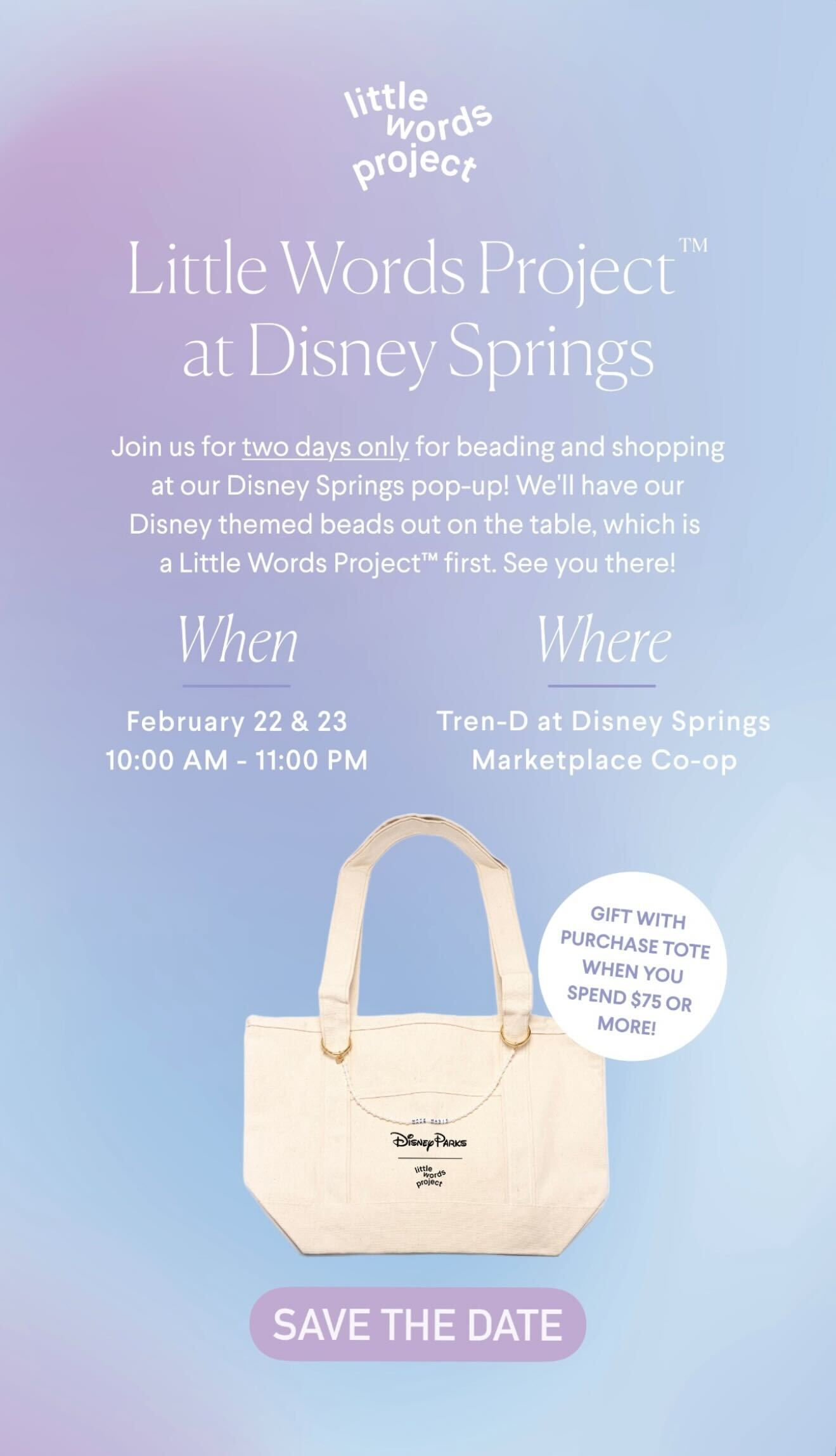Join Us at the Little Words Project Pop-up at Disney Springs! Post Image